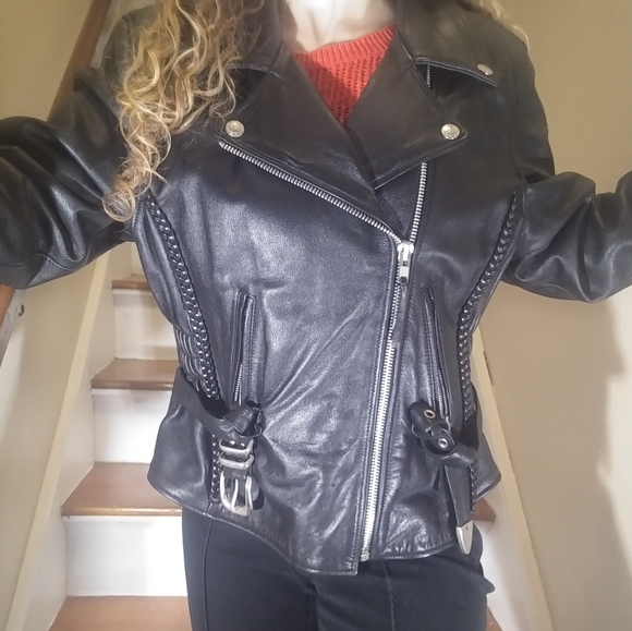 Classic vintage leather moto jacket XL EUC! - Picture 8 of 8